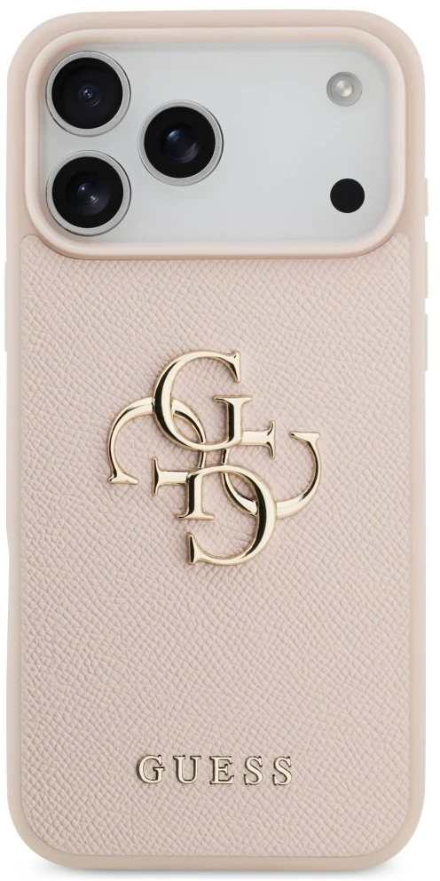 Original GUESS Grained Big 4G & Classic Logo dėklas Apple iPhone 17 Pro Max, rausvas