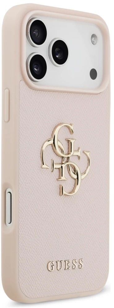 Original GUESS Grained Big 4G & Classic Logo dėklas Apple iPhone 17 Pro Max, rausvas