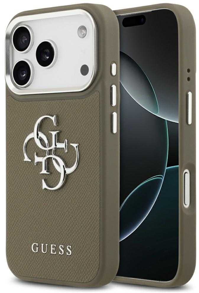 Guess Grained Big 4G Classic Logo - dėklas skirtas Apple iPhone 17 Pro ruda