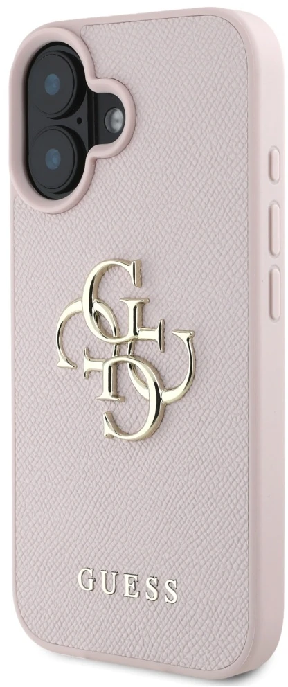 Dėklas Guess Grained Big 4G Logo Small Classic Logo Apple iPhone 16 rožinės spalvos