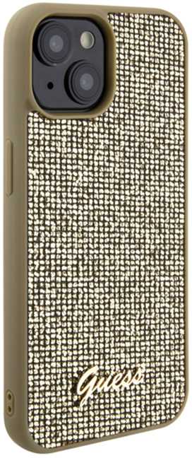 Dėklas GUESS GUHCP15SPMSDGSD IPHONE 15/14/13 6.1 "ZOTY / GOLD HARDCASE DISCO METAL SCRIPT