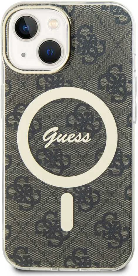 Guess GUHMP15SH4STW Apple iPhone 15 / 14 / 13 6.1″ rudos spalvos kietas dėklas IML 4G MagSafe