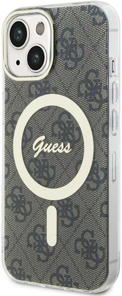 Guess GUHMP15SH4STW Apple iPhone 15 / 14 / 13 6.1″ rudos spalvos kietas dėklas IML 4G MagSafe