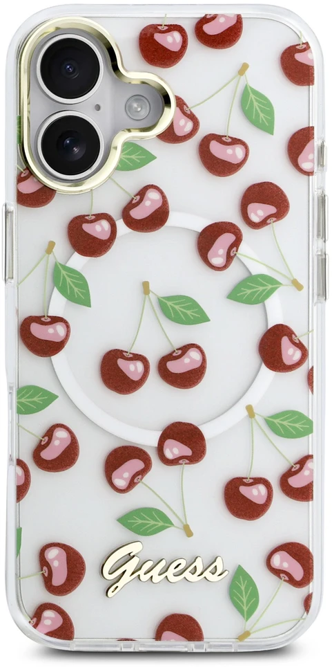 Guess IML Glitter Cherry MagSafe dėklas skirtas Apple iPhone 17