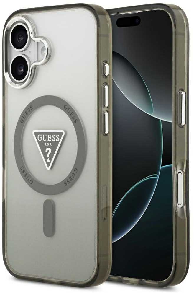 Guess IML Gradient Triangle Logo MagSafe dėklas skirtas Apple iPhone 17 khaki