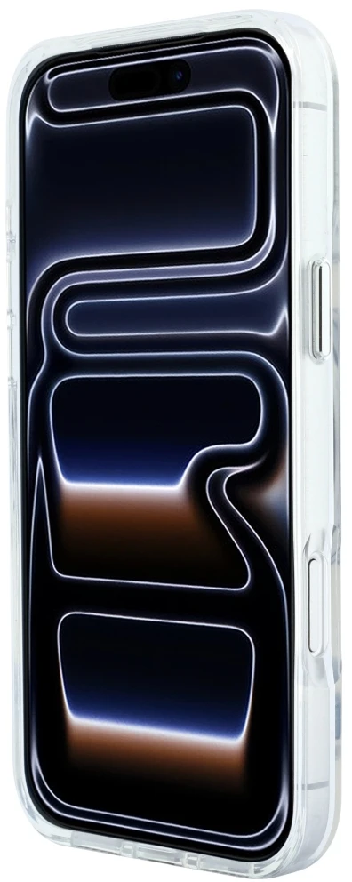 Guess Metal Outline MagSafe dėklas, skirtas iPhone 18 Pro Max / 17 Pro Max, sidabrinis