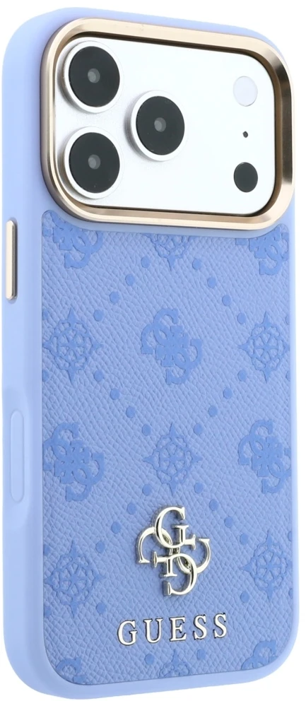 Guess Peony 4G Small Logo MagSafe dėklas, skirtas iPhone 18 Pro Max / 17 Pro Max, šviesiai mėlynas