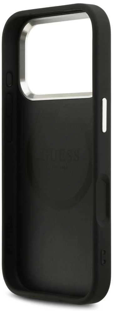 Guess Peony Hot Stamp Script MagSafe dėklas skirtas Apple iPhone 17 Pro Juodas