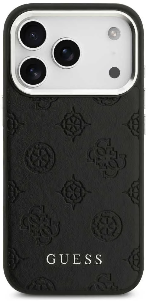 Guess Peony Hot Stamp Script MagSafe dėklas skirtas Apple iPhone 17 Pro Juodas