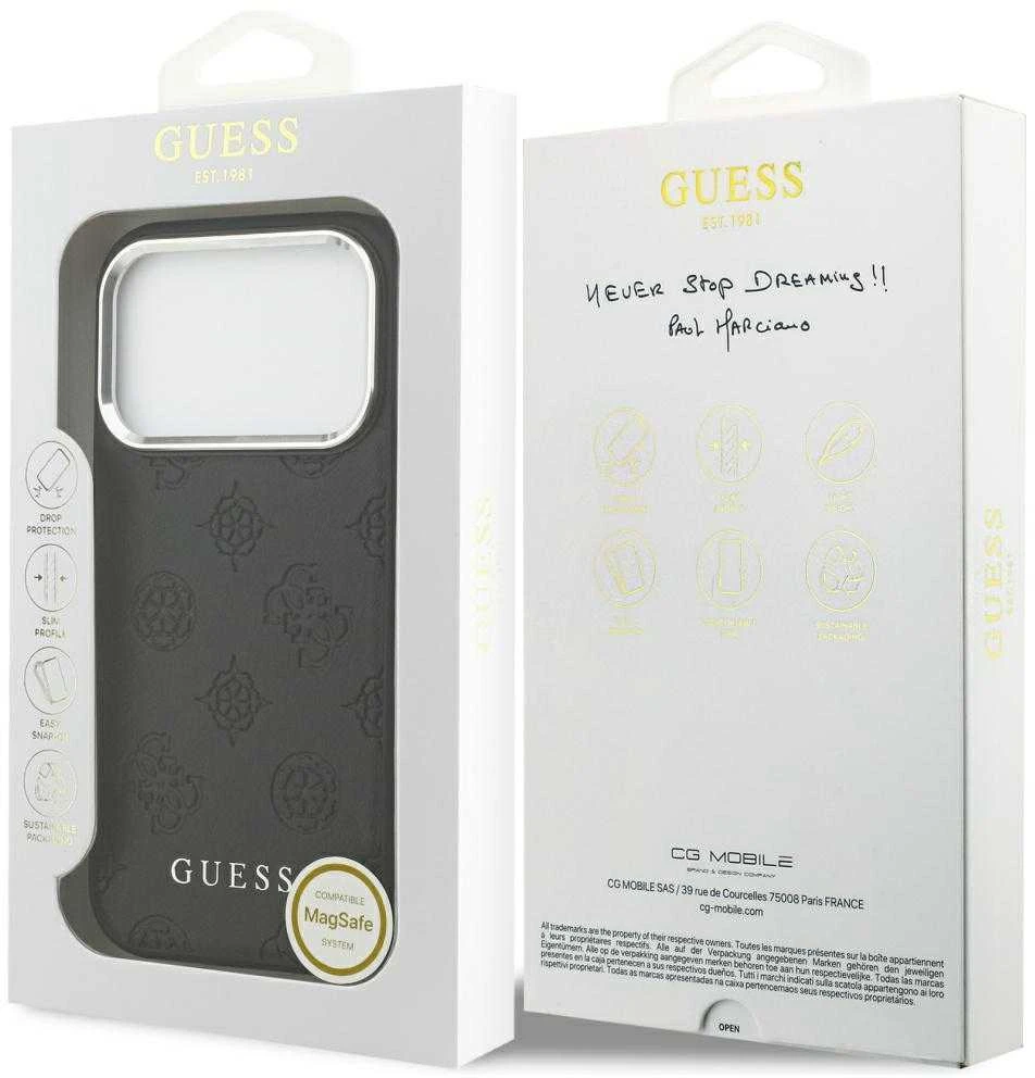 Guess Peony Hot Stamp Script MagSafe dėklas skirtas Apple iPhone 17 Pro Juodas