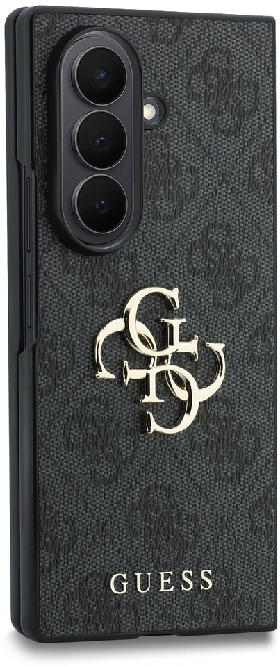 Guess PU 4G Metal Logo dėklas Samsung Galaxy Z Fold 8 Ultra pilkos spalvos