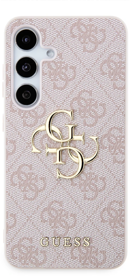 Guess PU 4G Metal Logo dėklas skirtas Samsung Galaxy S24 rožinės spalvos