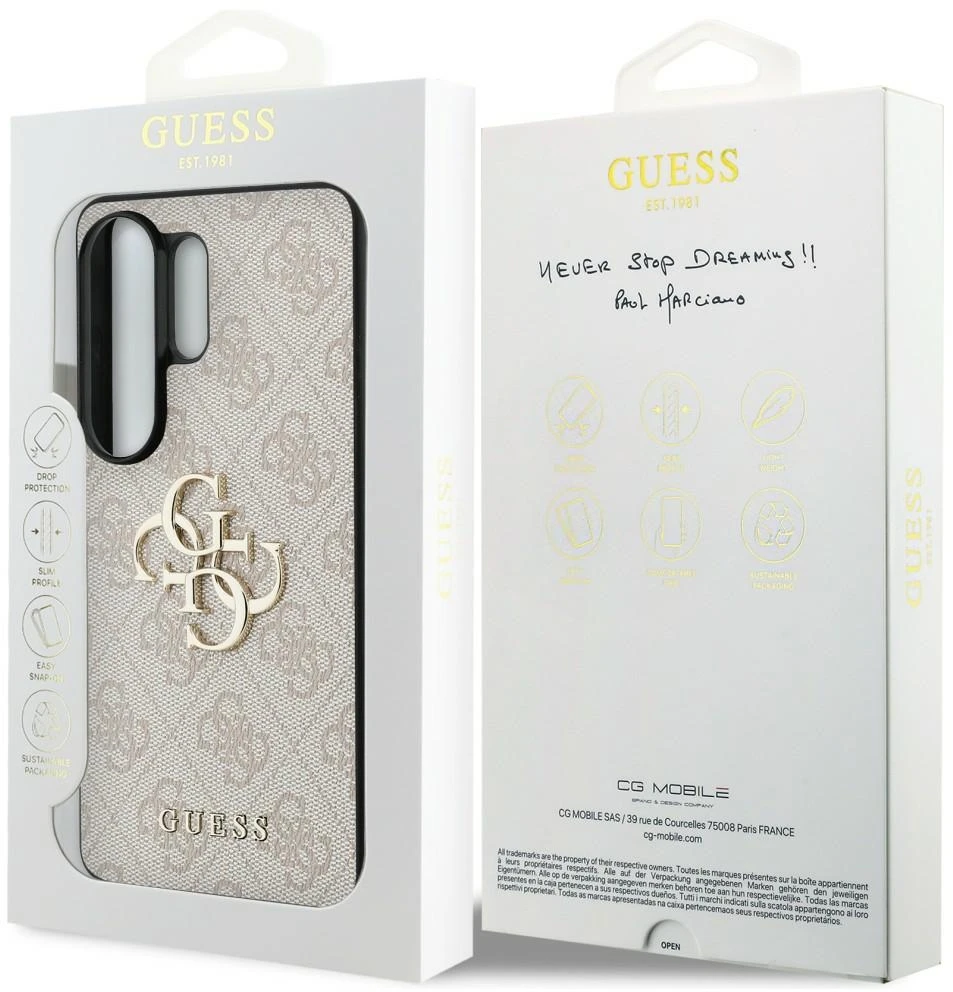 Dėklas Guess 4G Big Metal Logo, skirtas Samsung Galaxy S26 Ultra, rožinis
