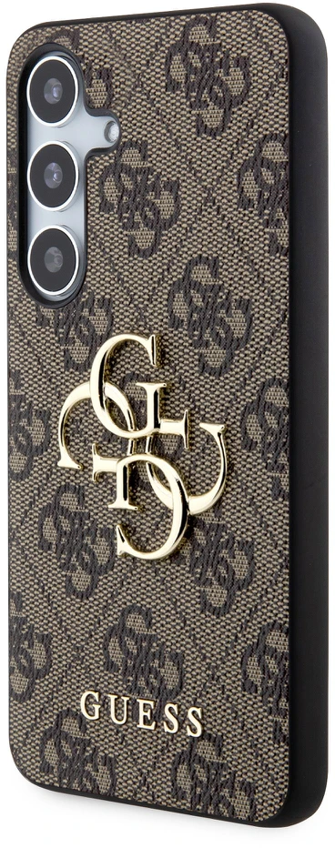 Guess PU 4G Metal Logo dėklas skirtas Samsung Galaxy S24 rudos spalvos