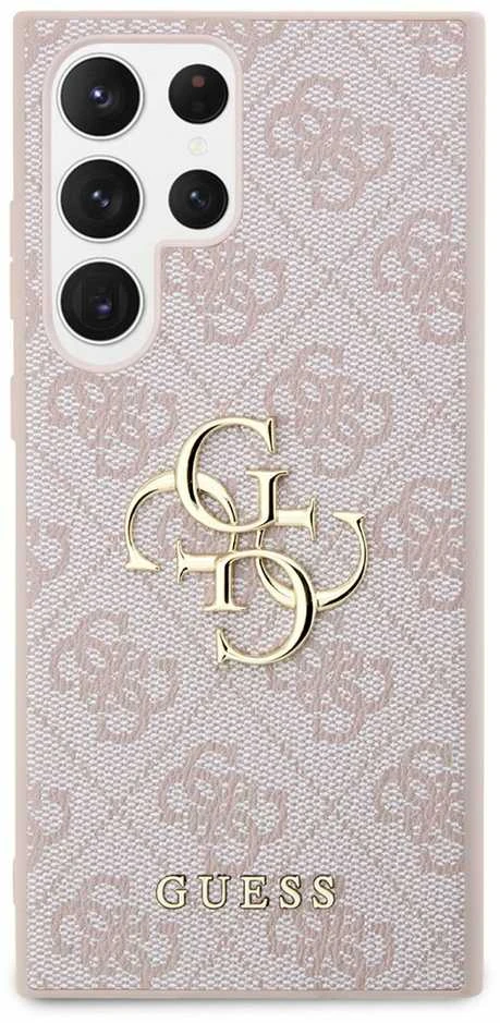 Dėklas GUESS GUHCS23L4GPPI S23 ULTRA S918 Rožinis/Rožinis HARDCASE 4G BIG METAL LOGO