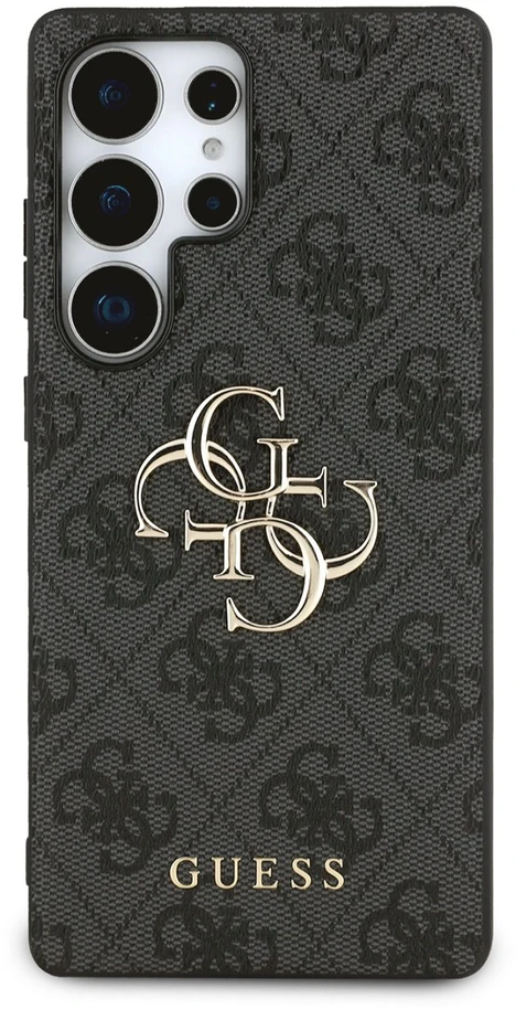 Guess PU 4G Metal Logo dėklas skirtas Samsung Galaxy S25 Ultra pilkos spalvos