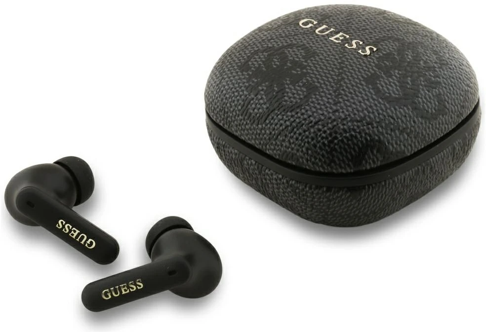 Guess PU 4G Metal Logo ENC TWS belaidės ausinės juodos spalvos