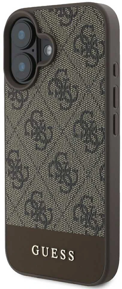 Guess PU 4G Stripe Apple iPhone 16 dėklas telefonui rudos spalvos