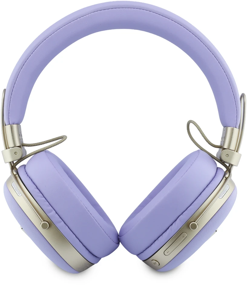 Guess PU Grained Triangle Auksinė Metal Logo ENC belaidės ausinės violetinės spalvos