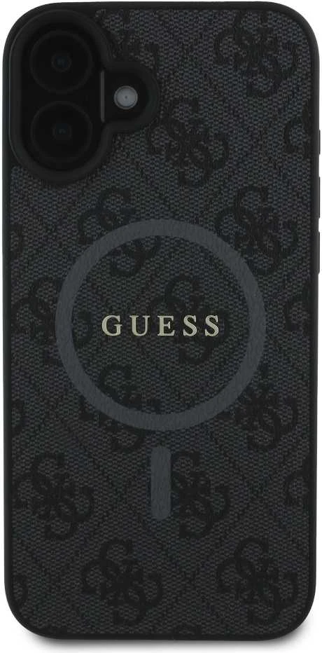 Guess PU Leather 4G Colored Ring MagSafe Apple iPhone 16 dėklas telefonui juodos spalvos