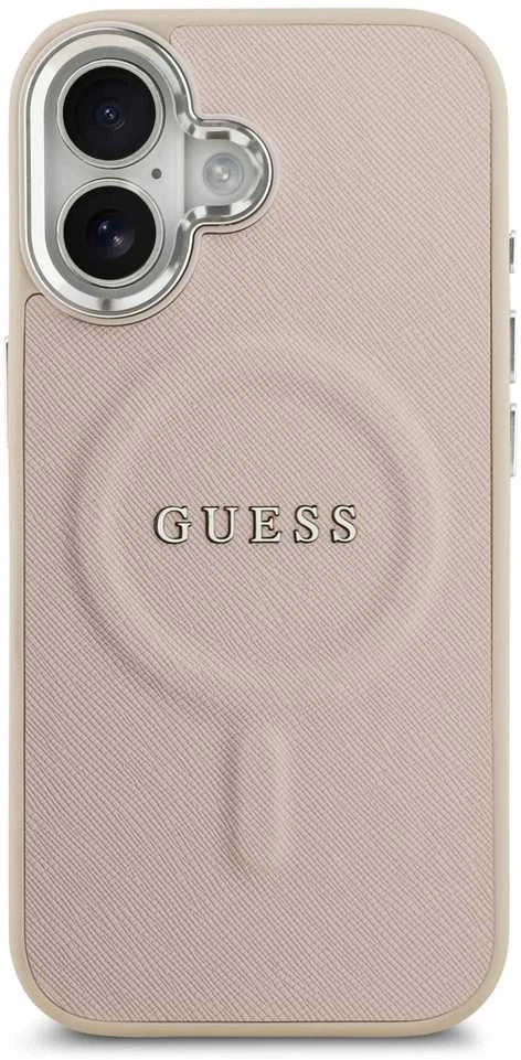 Guess PU Saffiano MagSafe dėklas skirtas Apple iPhone 17 rožinės spalvos