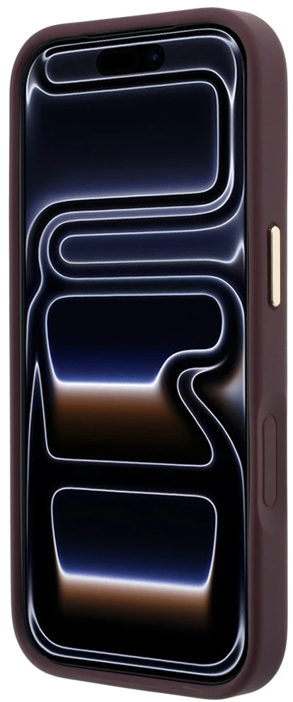 Guess Ring Stand 360 Grained Classic Logo MagSafe dėklas, skirtas iPhone 18 Pro / 17 Pro, bordo spalvos