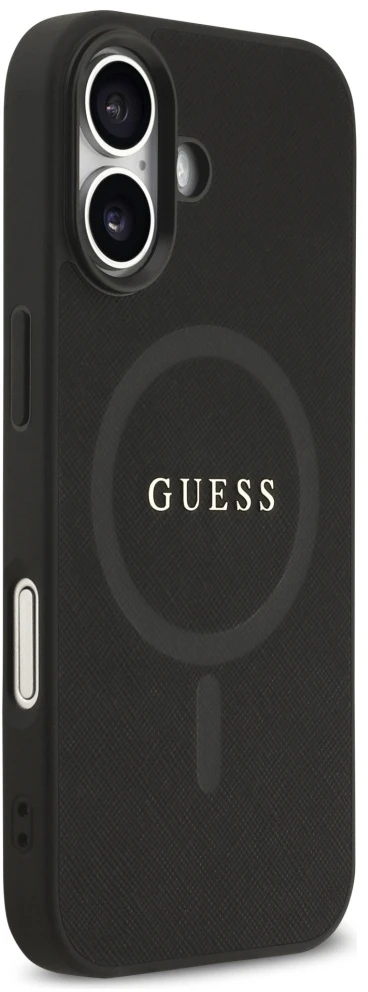 Guess Saffiano Classic Logo MagSafe dėklas Apple iPhone 17 juodos spalvos