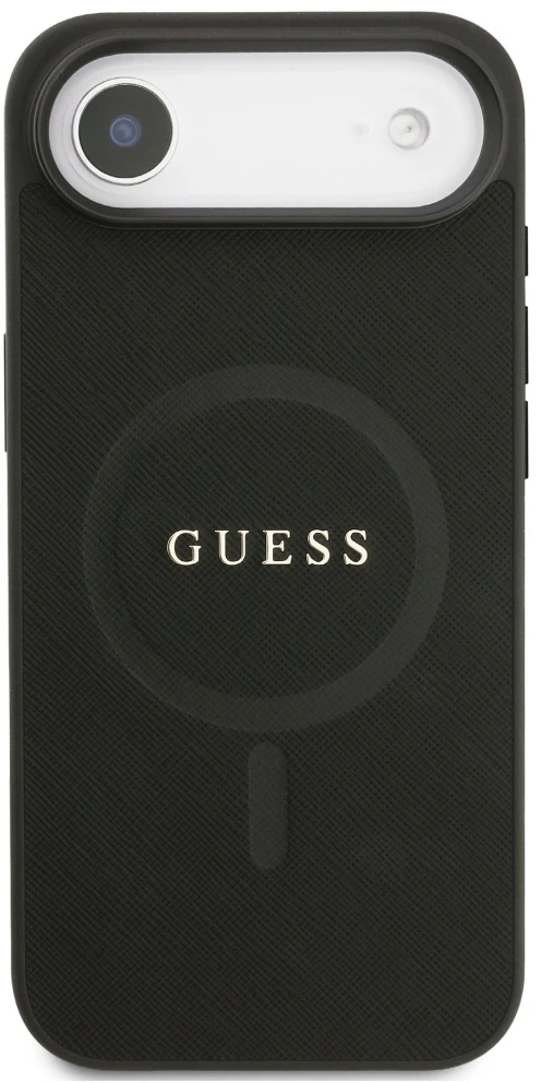Guess Saffiano Classic Logo MagSafe Dėklas Apple iPhone Air Juodas