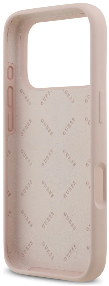 Guess Silicone Big 4G Script Dėklas Apple iPhone 17 Pro rožinės spalvos