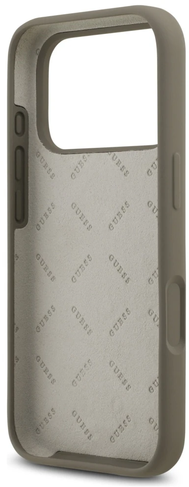Guess Silicone Big 4G Script Dėklas iPhone 17 Pro rudos spalvos