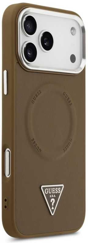 GUESS dėklas, skirtas IPHONE 17 Pro, suderinamas su MagSafe GUHMP17LPSDTSCMW (PU su trikampio logotipu), rudas