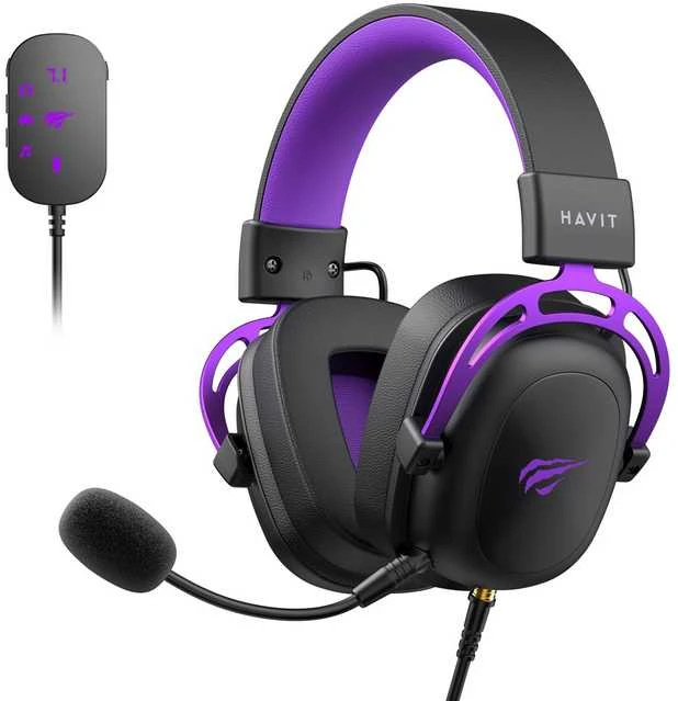 Havit H2002C+U - žaidimams ausinės (juodas ir violetinė)