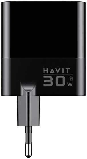 Havit UCLE001 EU - GaN trijų prievadų įkroviklis 30 W, juodas
