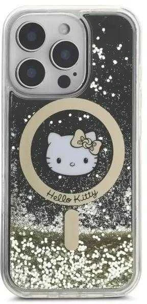 Hello Kitty HKHMP16XLGDIK Apple iPhone 16 Pro Max 6.9″ juodos spalvos auksinis kietas dėklas Liquid Glitter Fe