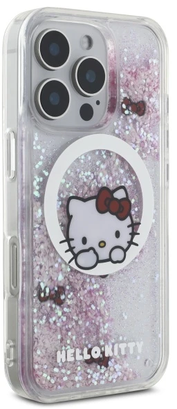 Hello Kitty HKHMP16XLSWKH Apple iPhone 16 Pro Max 6.9″ baltos spalvos kietas dėklas Liquid Glitter Sweet Kitty Bo
