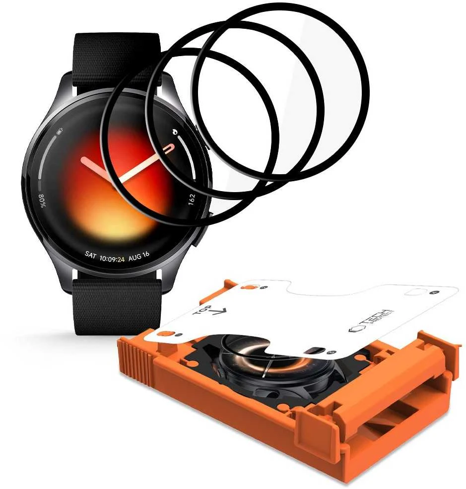 HIBRIDINIS STIKLAS Tech-Protect EASY SET FLEX+ 3-PACK XIAOMI WATCH 5 Juodas