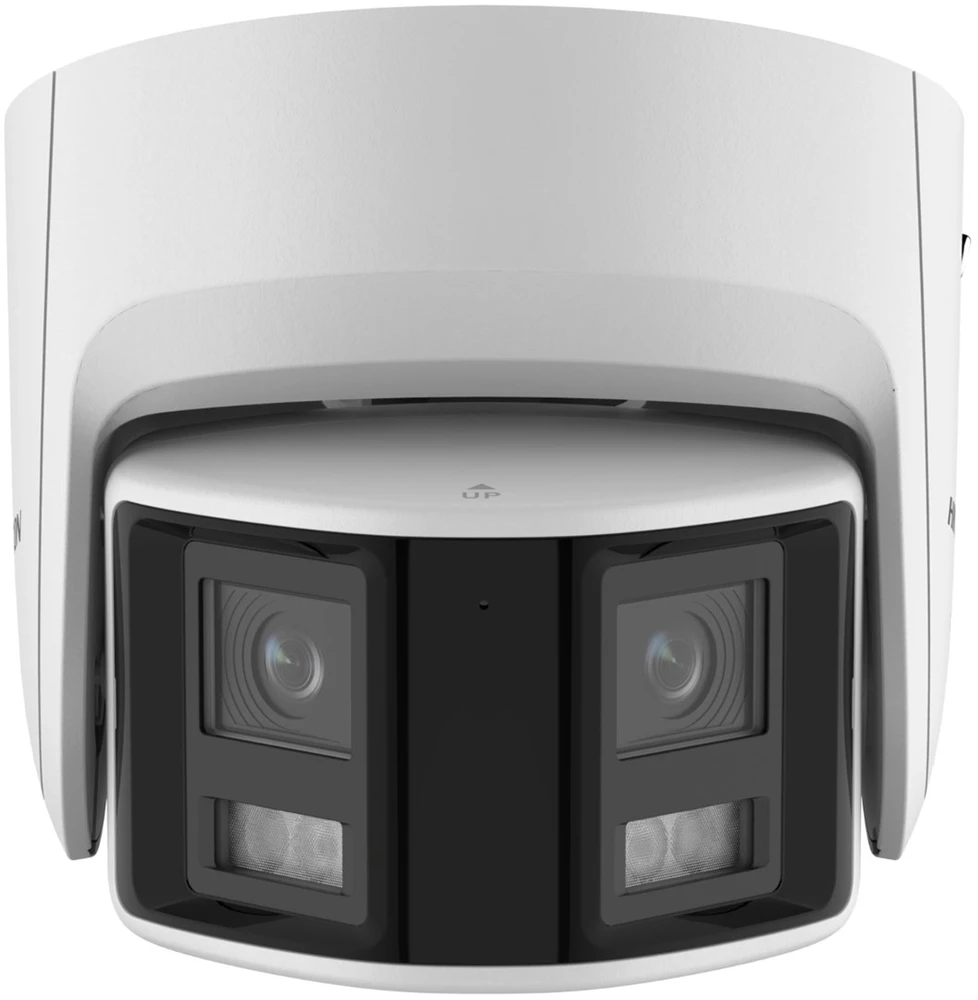 „Hikvision“ kupolinė kamera DS-2CD2346G2P-ISU/SL(C) F2.8 (balta, 4 MP, 30 m. IR, „AcuSense“, panoraminė 180°)