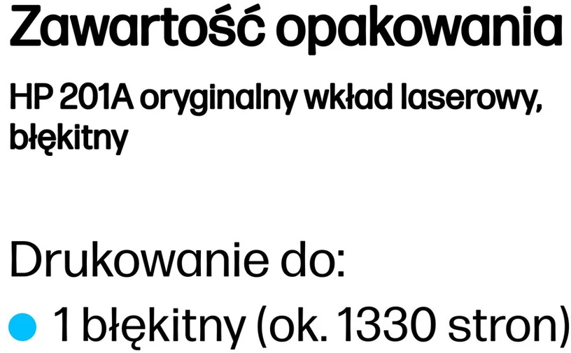 „Hewlett Packard“ (HP) „HP 201A Cyan Original LaserJet Toneris Cartridge“, 1330 puslapių, skirta HP Color LaserJet 277, Pro M252, Pro M274n