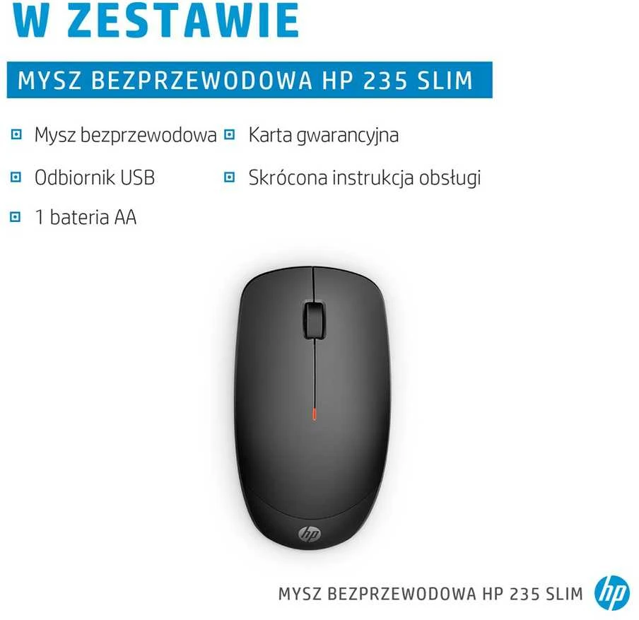 Hewlett Packard (HP) HP 235 Slim Belaidė pelė - Juodas