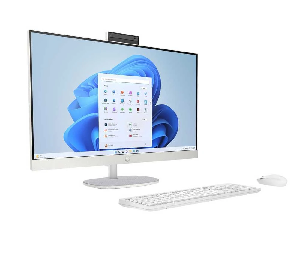 Hewlett Packard (HP) HP 27-cr0232nw AMD Ryzen™ 5 7520U 68,6 cm (27") 1920 x 1080 pikselių „viskas viename“ asmeninis kompiuteris 16 GB LPDDR5-SDRAM 512 GB SSD „Windows 11 Home“ „Wi-Fi 6“ (802.11ax) Baltas