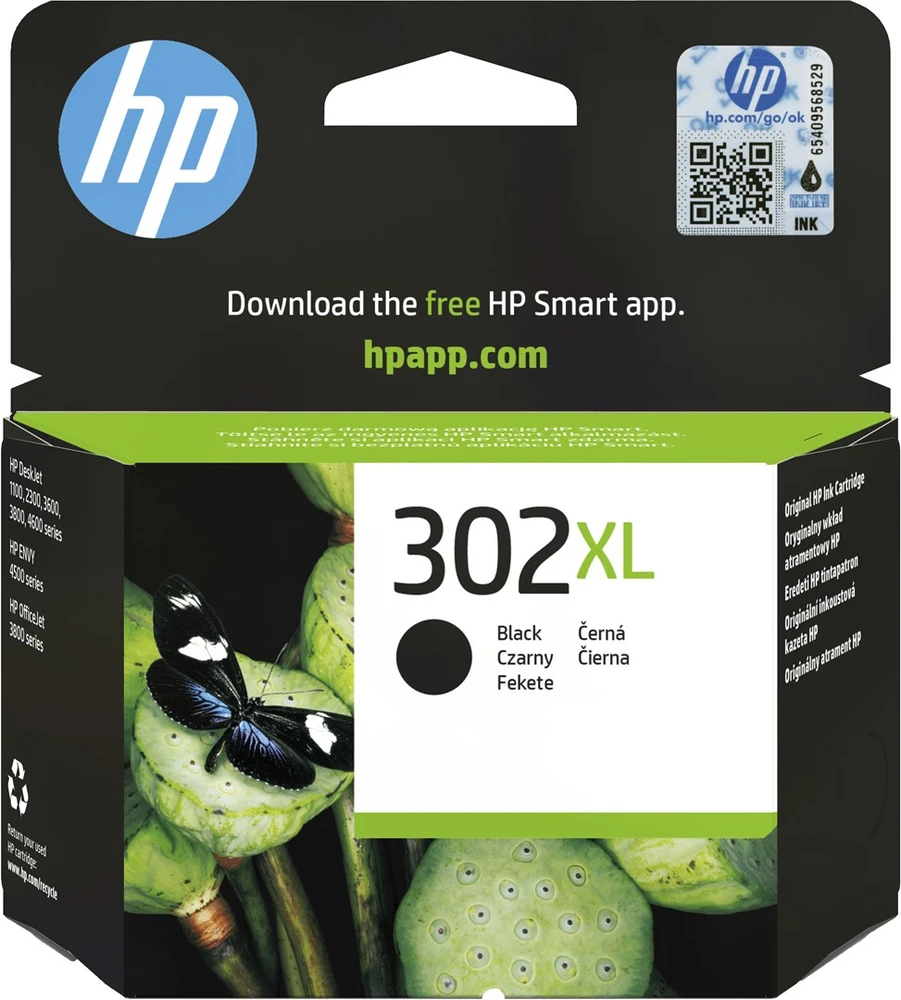 Hewlett Packard (HP) HP 302XL High Yield Juodas rašalo kasetė, 480 puslapių, skirta HP Officejet 3830,3834,4650, Deskjet 2130,3630,1010, Envy 4520