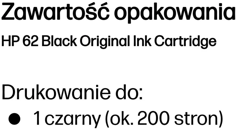 Hewlett Packard (HP) HP 62 Juodas rašalo kasetė, 200 puslapių, skirta HP ENVY 5540, 5640, 5740
