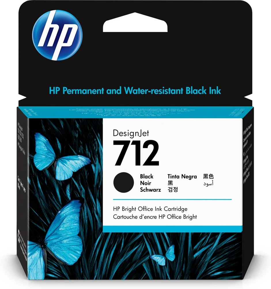 Hewlett Packard (HP) HP 712 juodo rašalo kasetė, 80 ml, skirta HP DesignJet Studio, T210, T230, T250, T630, T650