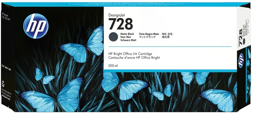 Hewlett Packard (HP) HP 728 Matte Juodas rašalo kasetė, 300 ml, skirta HP DesignJet T730, T830