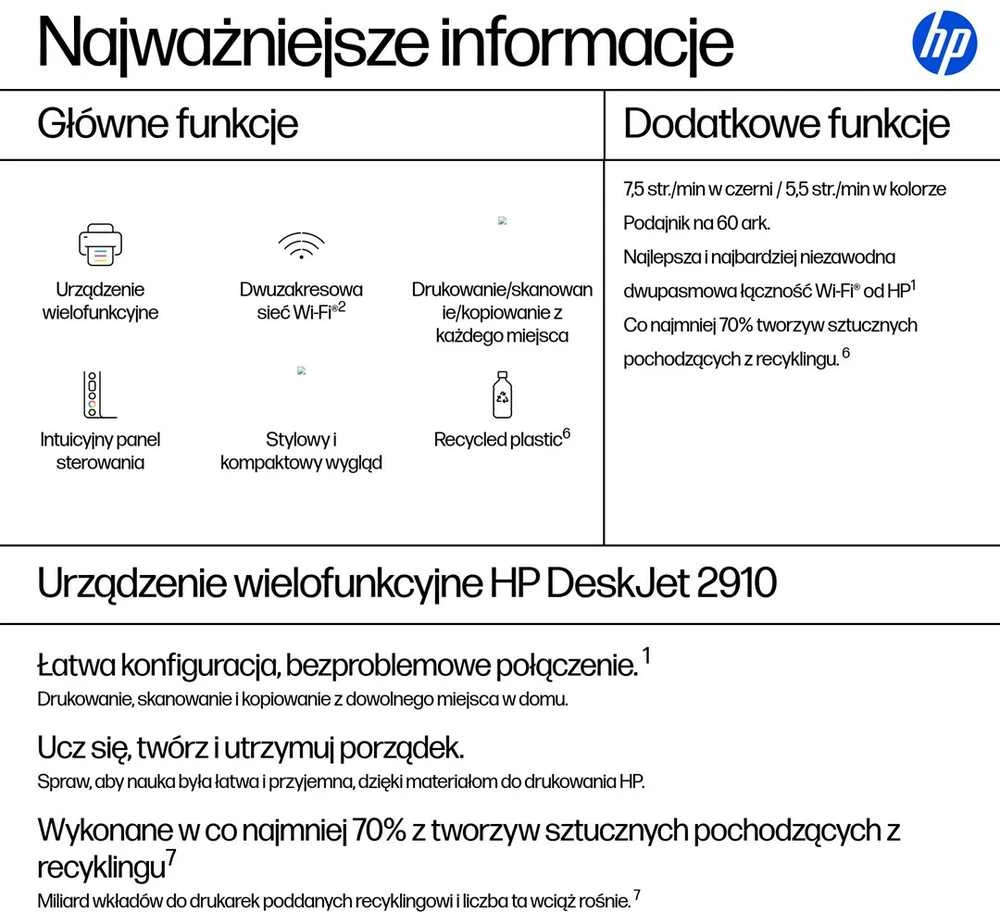 „Hewlett Packard“ (HP) „HP DeskJet 2910“ belaidis daugiafunkcis spalvotas spausdintuvas, „Instant Ink“
