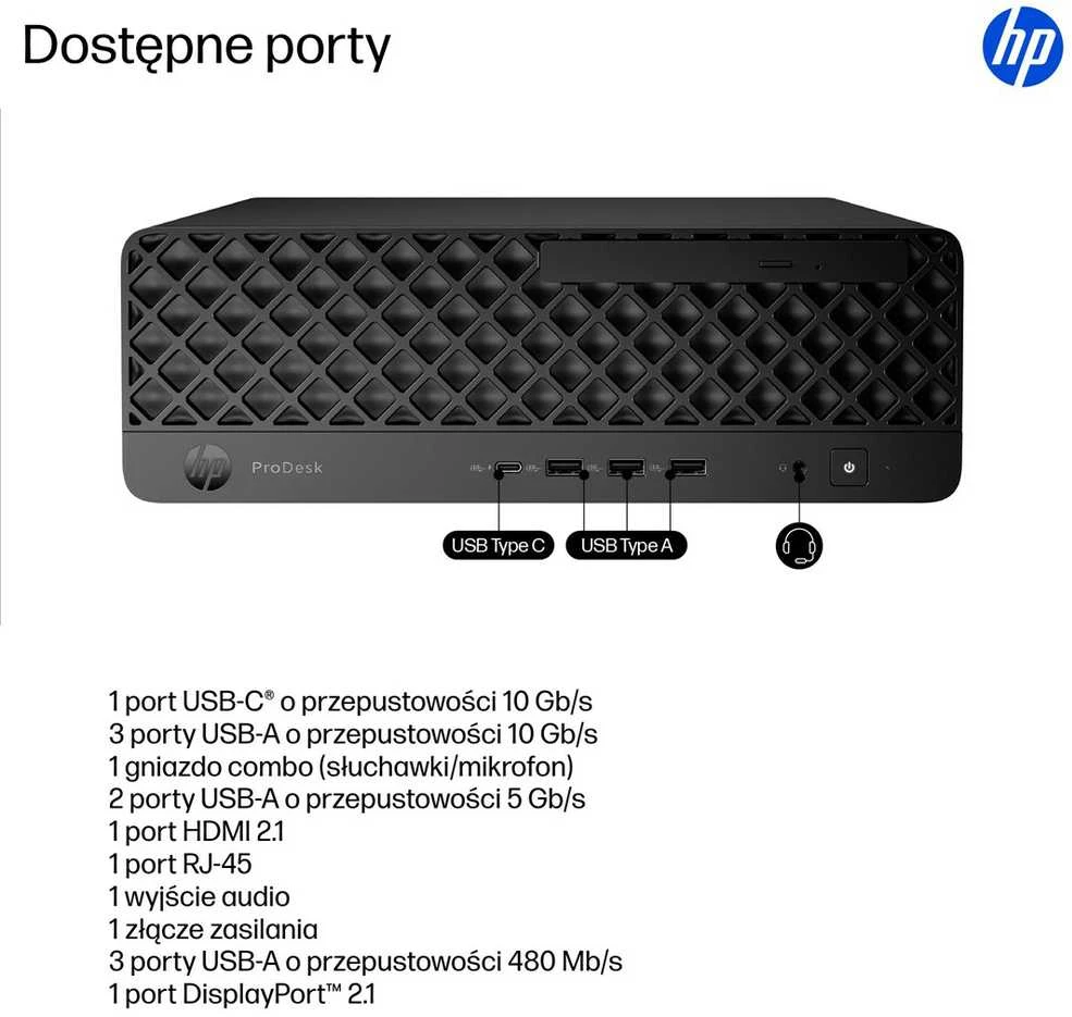 Stacionarus kompiuteris Hewlett Packard (HP) HP ProDesk 4 SFF G1i AI PC Intel Core Ultra 5 225 16 GB DDR5-SDRAM 512 GB SSD Windows 11 Pro Juodas