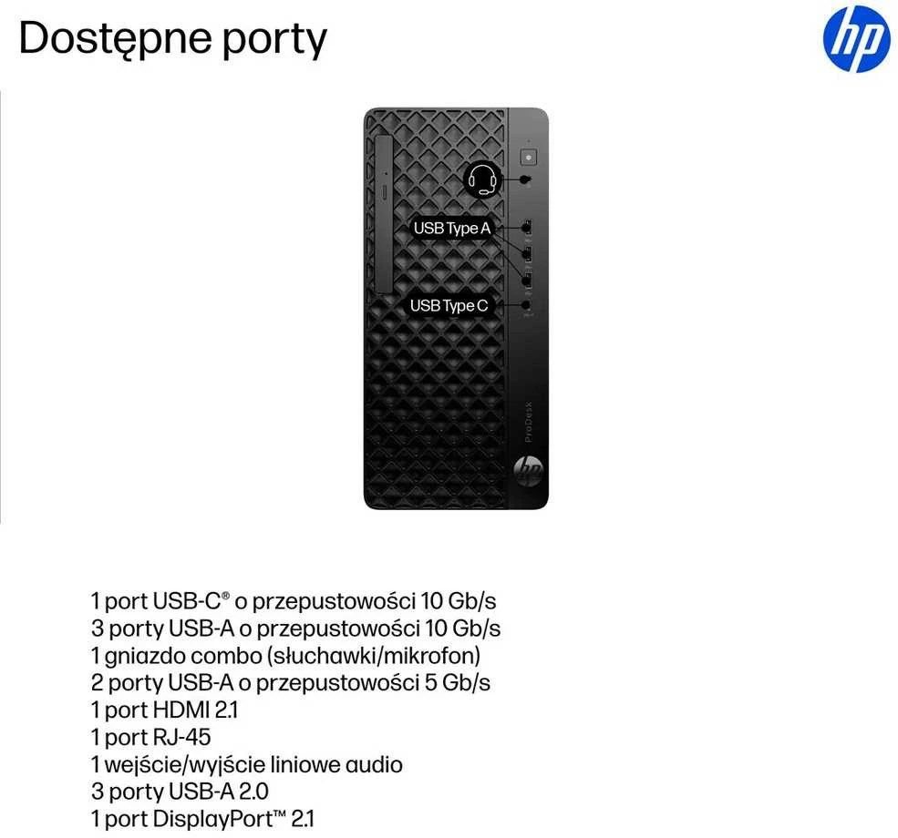 Stacionarus kompiuteris Hewlett Packard (HP) HP ProDesk 4 Tower G1i Desktop AI PC Intel Core Ultra 5 225 16 GB DDR5-SDRAM 512 GB SSD Windows 11 Pro Juodas