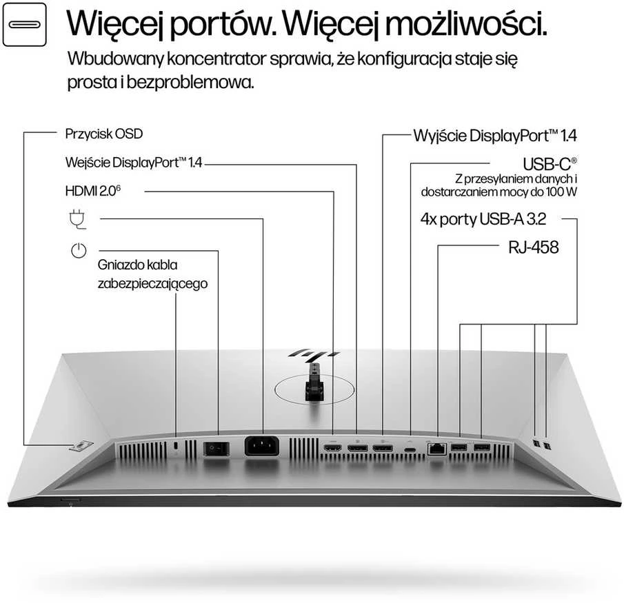 HP 724pu Series 7 Pro WUXGA įkrovimo monitorius – 24 colių 1920x1200 WUXGA 350 nitų 100Hz AG, IPS, USB-C(100W)/HDMI/DisplayPort Daisy-Chain, 4x USB-A, RJ-45/tilt/, reguliuojamas aukštis pasukamas / pasukamas, 3 metai (pakeičia Z24u G3)