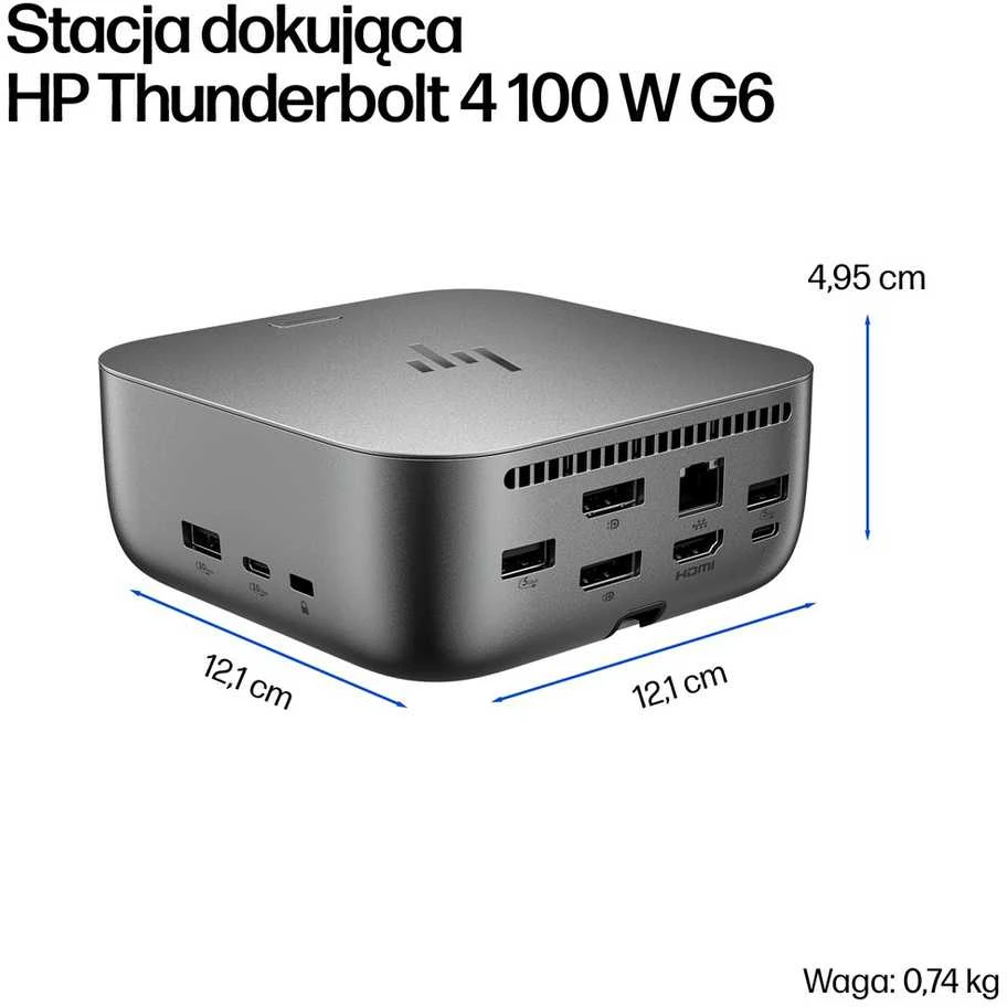 HP „Thunderbolt 4 Dock G6 100W“ – 3x USB-A, 2x USB-C, 1x USB-C „Thunderbolt 4“, 2x DisplayPort, 1x HDMI, 1x RJ-45, „Meteor Sidabrinis“, 3 metai