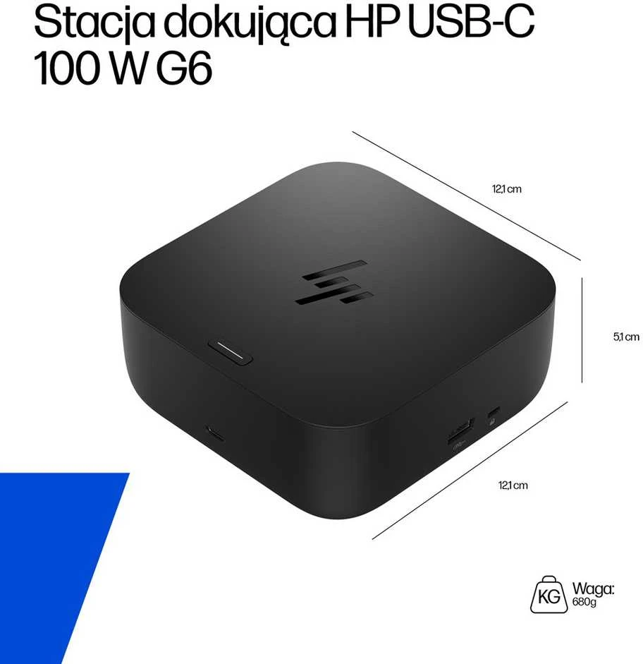 HP USB-C dokas G6 100W - 3x USB 3.2, 2x USB-C (15W), 2x DisplayPort 1.4, 1x HDMI 2.1, 1x RJ-45, 1x nano užrakto lizdas, 3 metai